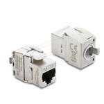 Delock Keystone modul ze zásuvky RJ45 na LSA Cat.6A, beznástrojový, stíněný, kovový, stříbrný / bílý 90990