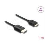 Delock Koaxiální kabel High Speed HDMI HDMI samec na Mini HDMI samec 8K 60 Hz s pleteným opláštěním 1 m 81687