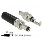 Delock Konektor DC 5,5 x 2,5 mm s délkou 12,0 mm samec 89916