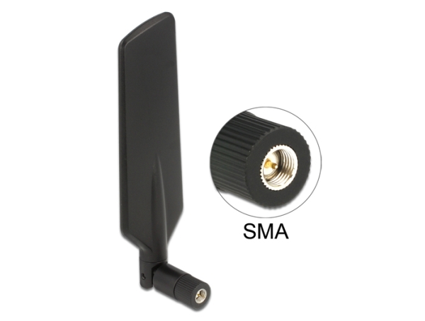 Delock LTE anténa SMA 0.5 ~ 3 dBi všesměrová otočná s flexibilním kloubem- černá 88978