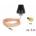 Delock LTE Antenna SMA plug 2 dBi fixed omnidirectional with connection cable (RG-316U 5 m) outdoor black 89899