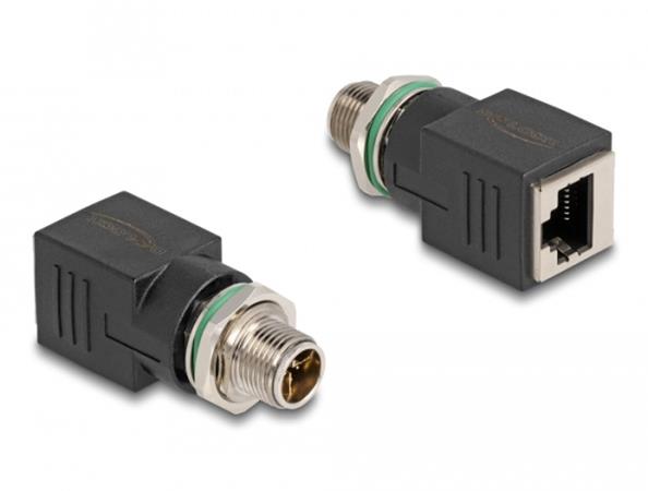 Delock M12 adaptér, ze čtyřpinové X-kódované zástrčky na konektor RJ45 přímý 60065