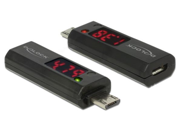 Delock Micro USB Adapter with LED indicator for Voltage and Ampere 65682