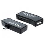 DeLOCK Micro USB OTG Card Reader + 1 x USB port - Čtečka karet (MMC, SD, microSD, SDHC, microSDHC, 91730