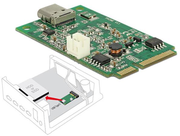 Delock Mini PCIe I/O PCIe full size 1 x USB Type-C™ 3.1 Gen 2 samice 95259
