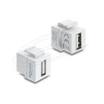 Delock Mini spojka modulů Keystone ze zásuvky USB 2.0 Typu-A na zásuvku USB 2.0 Typu-A, bílá