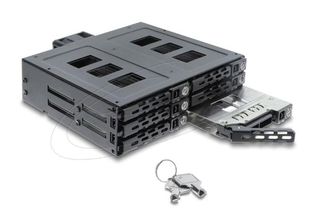 Delock Mobilní rámeček rozměru 5.25” pro 6 x 2.5” HDD / SSD SATA nebo SAS, se zámkem 47142