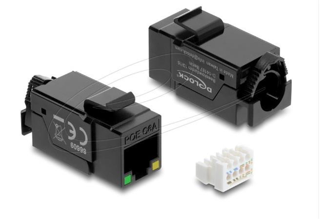 Delock Modul Keystone RJ45, zásuvka Cat.6A, UTP, s LED indikací PoE 86609