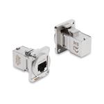 Delock Modul typu D RJ45 ze zásuvky na zásuvku, pravoúhlý, 90°, Cat.6A, stříbrný 91176