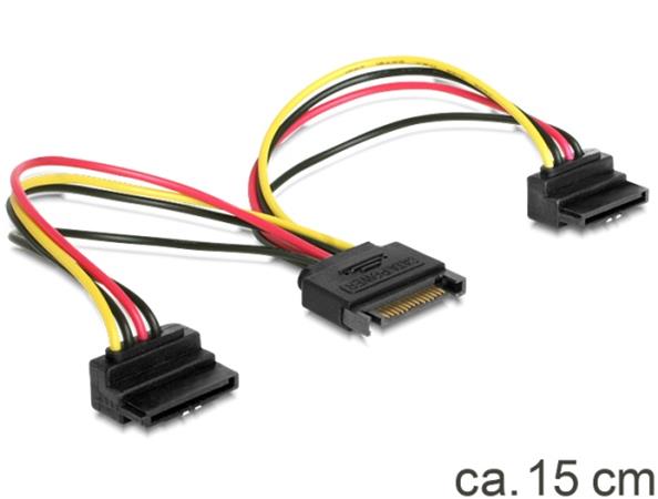 Delock napájací kábel SATA 15pin > 2x SATA HDD - uhlový