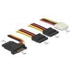Delock Napájecí kabel SATA 15 pin samec > 3 x SATA samice + 1 x Molex 4 pin samice 20 cm (PCB) 60171