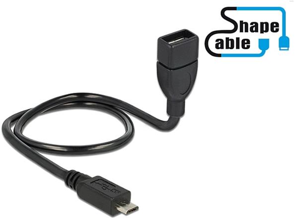 DeLOCK OTG ShapeCable - Prodlužovací šňůra USB - USB (F) do Micro USB typ B (M) - USB 2.0 OTG - 50 83928