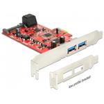 Delock PCI Express Card > 2 x external USB 3.0 + 2 x internal SATA 6 Gb/s – Low Profile Form Factor 89389