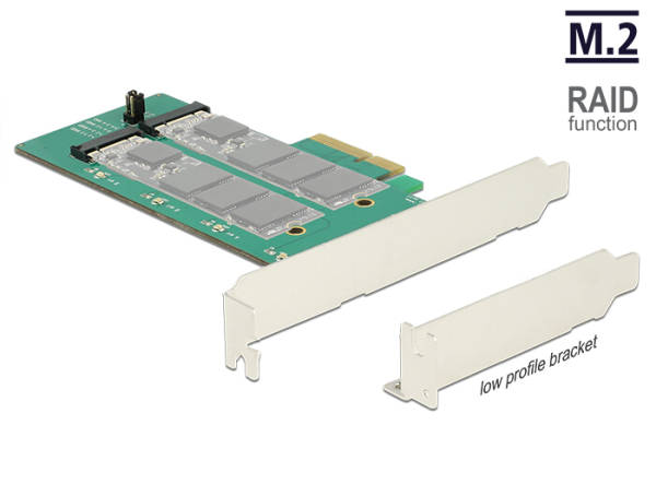Delock PCI Express Karta > 2 x interní M.2 Key B s RAID - format low profile 89536