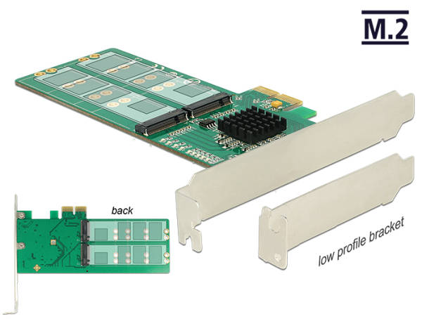 Delock PCI Express Karta > 4 x interní M.2 Key B - Low Profile 89588