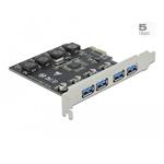 Delock PCI Express x1 Karta na 4 x externí USB Typ-A samice SuperSpeed USB (USB 3.2 Gen 1) 90509