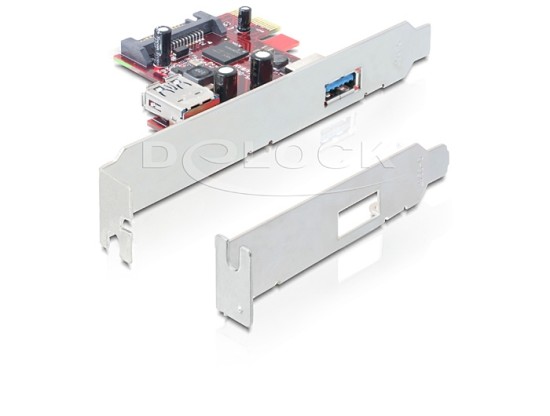 DeLock PCI Express x1 USB 3.0, 1 externí, 1 interní, NEC, + low profile 89273