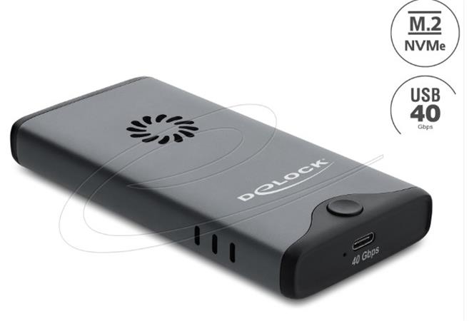 Delock Pouzdro USB Type-C™ 40 Gbps na 1 x SSD M.2 NVMe PCIe s ventilátorem - beznástrojový 42034