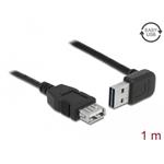 Delock Prodlužovací kabel EASY-USB 2.0 Typ-A samec pravoúhlý nahoru / dolů > USB 2.0 Typ-A samice černá 1 m 83547