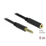Delock Prodlužovací kabel Stereo Jack 4,4 mm 5 pin samec na samici 5 m černý 85799