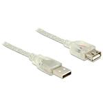 Delock Prodlužovací kabel USB 2.0 Typ-A samec > USB 2.0 Typ-A samice 3 m transparentní 83884