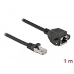 Delock Prodlužovací síťový kabel, ze zástrčky S/FTP RJ45 na zásuvku RJ45, Cat.6A, délka 1 m, černý 87001
