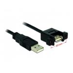 DeLOCK - Prodlužovací šňůra USB - USB (F) do USB (M) - USB 2.0 - 1 m - křídlové šrouby - černá 85106