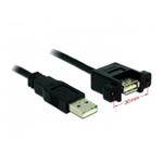 DeLOCK - Prodlužovací šňůra USB - USB (F) do USB (M) - USB 2.0 - 1 m - křídlové šrouby - černá 85106