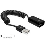 DeLOCK - Prodlužovací šňůra USB - USB (M) do USB (F) - 60 cm - svinutý - černá 83163