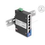 Delock Průmyslový Gigabit Ethernet Switch s 4 porty PoE a 1 port RJ45 a 1 port SFP, na DIN lištu 80164