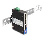 Delock Průmyslový přepínač sítě Gigabit Ethernet se 4 porty RJ45 a 2 porty SFP, na DIN lištu 88015