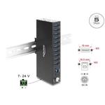 Delock Průmyslový rozbočovač ze 10 x USB 5 Gbps Typ-A s ochranou proti elektrostatickému výboji (ESD) až 8 kV a s 60792