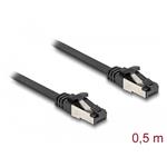 Delock RJ45 Plochý spojovací kabel ze zástrčky na zástrčku, Cat.8.1, ohebný, 0,5 m, černý 80178