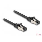 Delock RJ45 Plochý spojovací kabel ze zástrčky na zástrčku, Cat.8.1, ohebný, 1 m, černý 80179