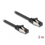 Delock RJ45 Plochý spojovací kabel ze zástrčky na zástrčku, Cat.8.1, ohebný, 2 m, černý 80180