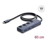 Delock Rozbočovač USB 10 Gbps se 3 x zásuvkami USB Typ-A a 1 x zásuvkou USB Type-C™ s vypínačem 64384