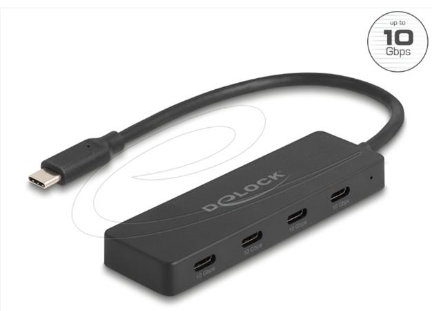 Delock Rozbočovač USB 10 Gbps, USB Type-C™, se 4 x zásuvkami USB Type-C™ černá 64322
