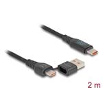 Delock Rychlonabíjecí kabel USB 2.0 ze zástrčkového rozhraní USB Type-C™ + USB Typ-A na zástrčkové rozhraní USB Ty 88137