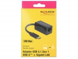 DeLock - Síťový adaptér - USB-C 3.1 - Gigabit Ethernet x 1 - černá 65904