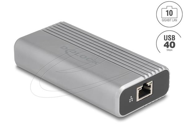 Delock Síťový adaptér USB Type-C™, USB 40 Gbps, 10 Gigabit LAN, 1 x RJ45 64349