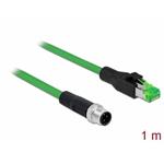 Delock Síťový kabel M12, 4 pin, s kódováním D, na zástrčku RJ45, PVC, 1 m 85437