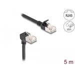 Delock Síťový kabel RJ45 Cat.6A S/FTP, Slim, zalomený dolů o 90° / přímý, 5 m, černý 80308