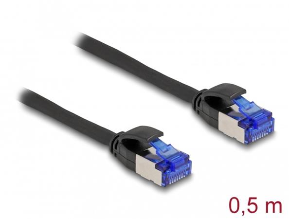Delock Síťový kabel RJ45, Cat.6A, S/FTP, tenký, 0,5 m, černý 80226