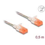 Delock Síťový kabel RJ45, Cat.6A, U/UTP, tenký, 0,5 m, transparentní 80352