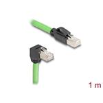 Delock Síťový kabel RJ45, Cat.6A zástrčky na zástrčky pravoúhlý dolů SF/UTP vhodné pro řetězení PUR (TPU) 1 m zele 80895