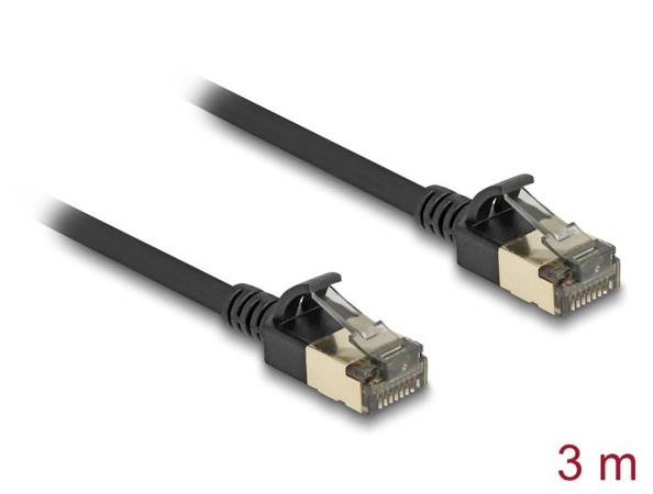 Delock Síťový kabel RJ45 Cat.8.1, F/FTP Slim Pro, 3 m, černý 80341