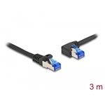 Delock Síťový kabel rozhraní RJ45 Cat.6A, S/FTP, přímý / levý pravoúhlý, 3 m, černý 80220