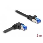 Delock Síťový kabel rozhraní RJ45 Cat.6A, S/FTP, přímý / pravý pravoúhlý, 2 m, černý 80223