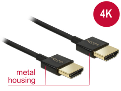 DeLOCK Slim Premium - HDMI s kabelem Ethernet - HDMI (M) do HDMI (M) - 3 m - trojnásobně stíněná kr 84774