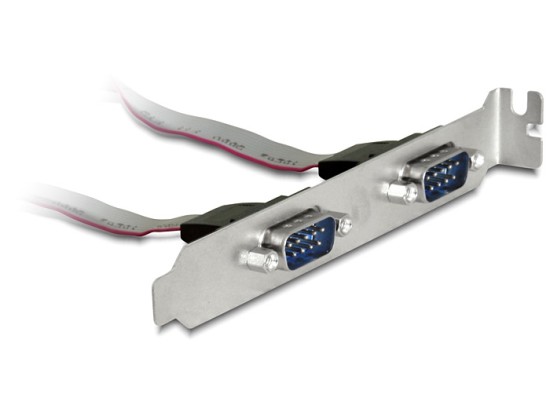 DeLOCK Slotbracket > 2x serial - Sériový panel - 9 pinový sériový header (F) do DB-9 (M) - 27 cm 89083